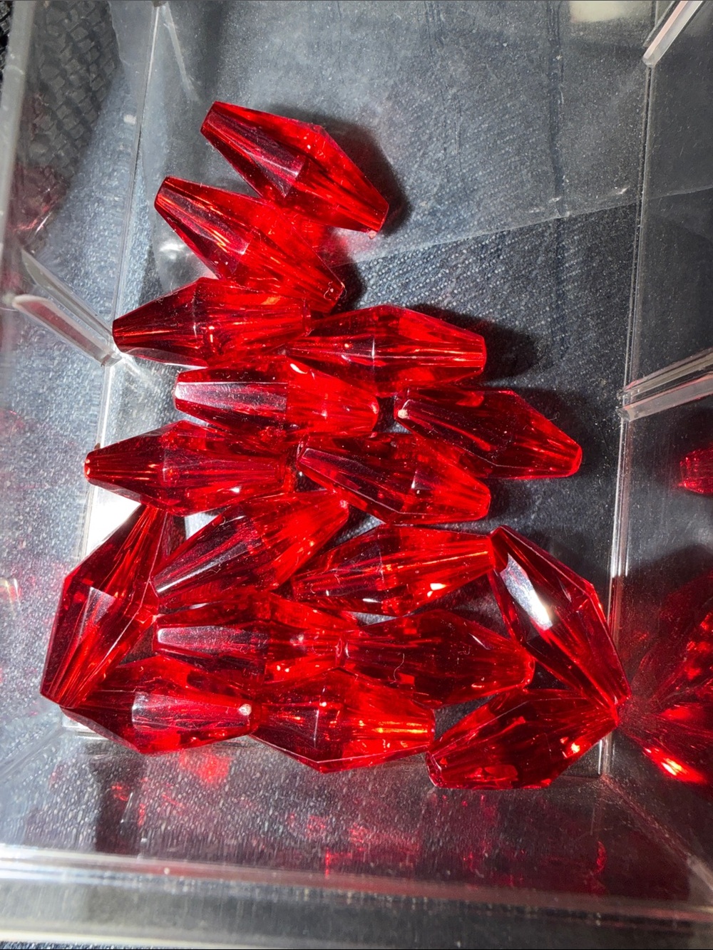 Red Acrylic Faceted Beads - Bright Red Decorative Accent